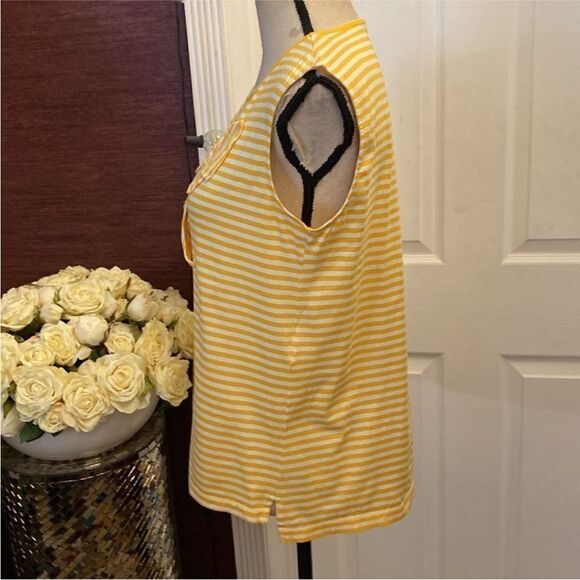 See by Chloe Yellow Striped Sleeveless Top with Bow, US8 - Picture 3 of 9